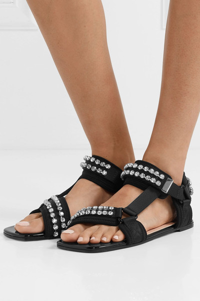 GUCCI Shea crystal-embellished canvas and neoprene sandals outlook