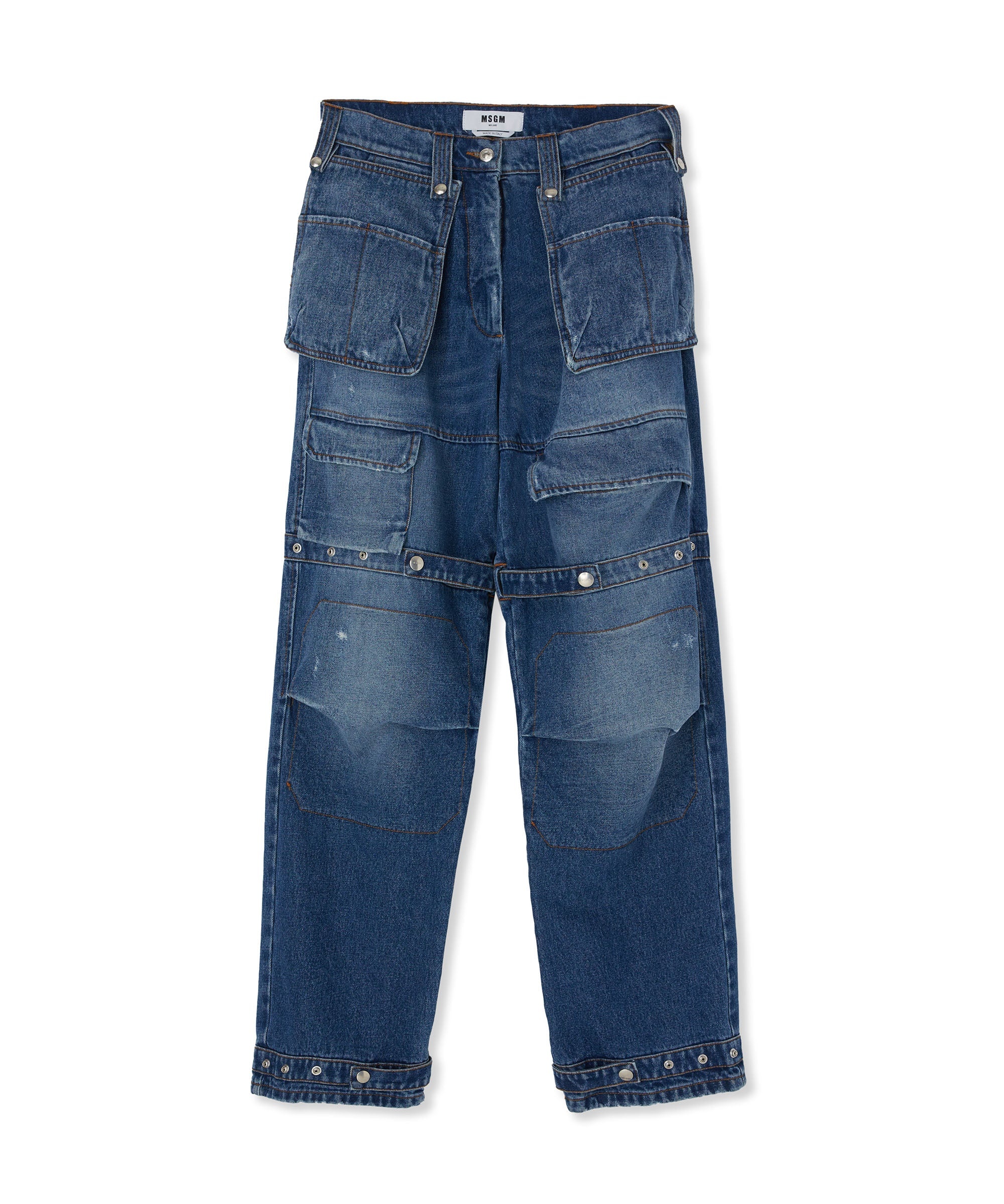 Blue denim cargo pants - 1