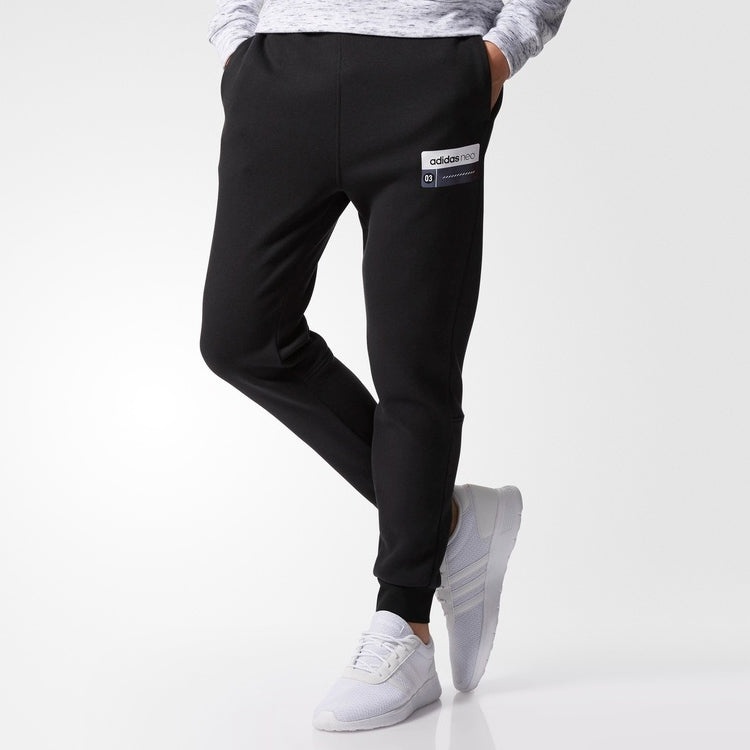 adidas neo Drawstring Elastic Knit Pants Black CD1629 - 5