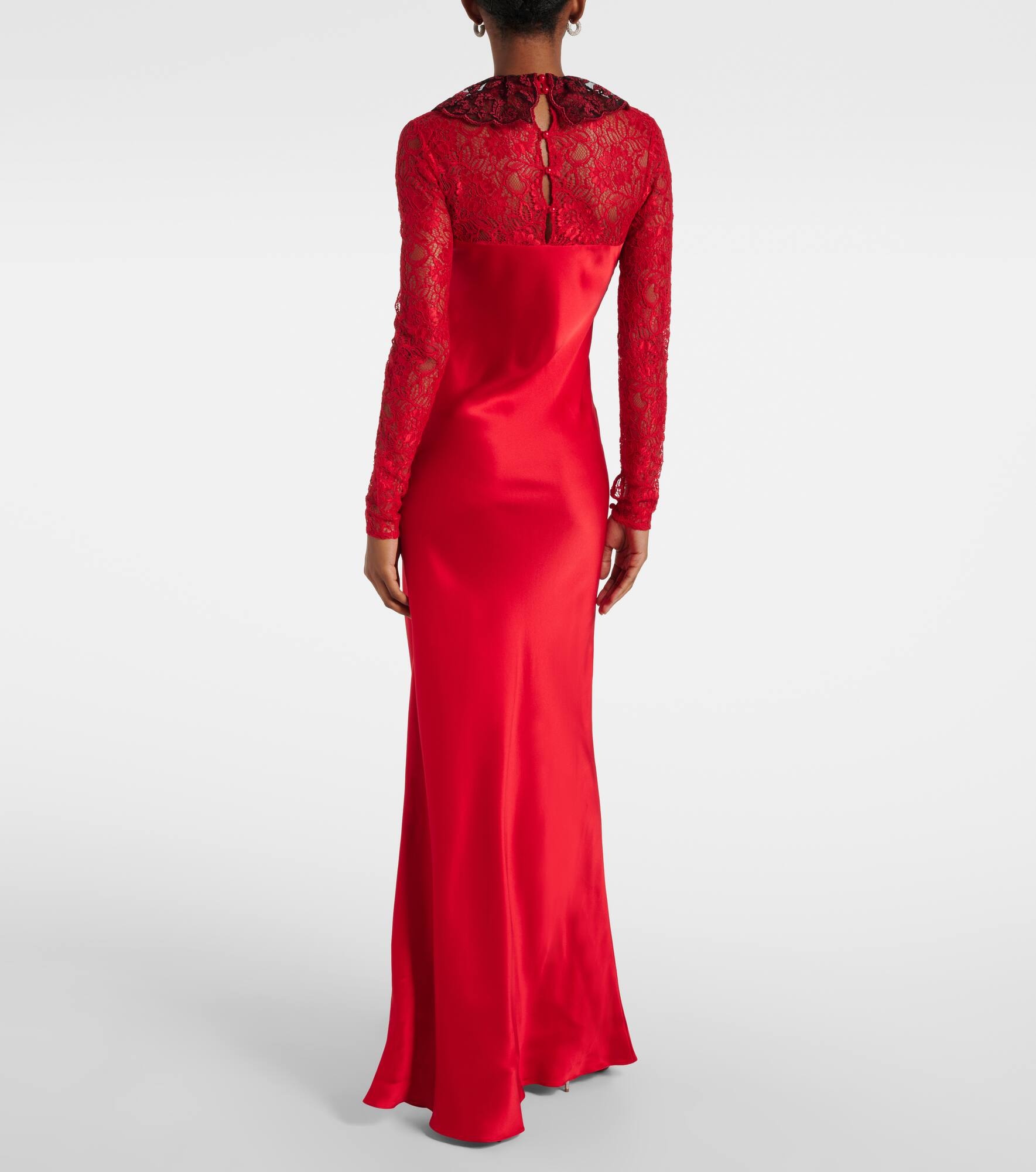 Lace-trimmed silk-blend satin gown - 3
