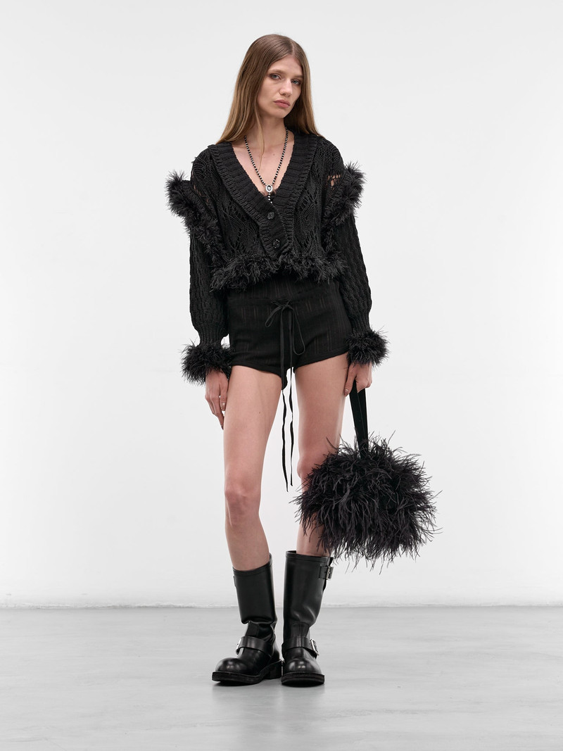 Ann Demeulemeester Taci Feather Ruffle Knit Cardigan outlook