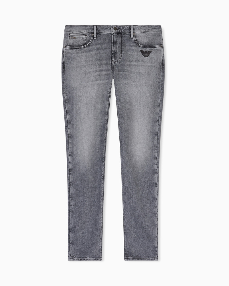 J06 SLIM-FIT WASHED DENIM JEANS WITH EAGLE EMBROIDERY 1