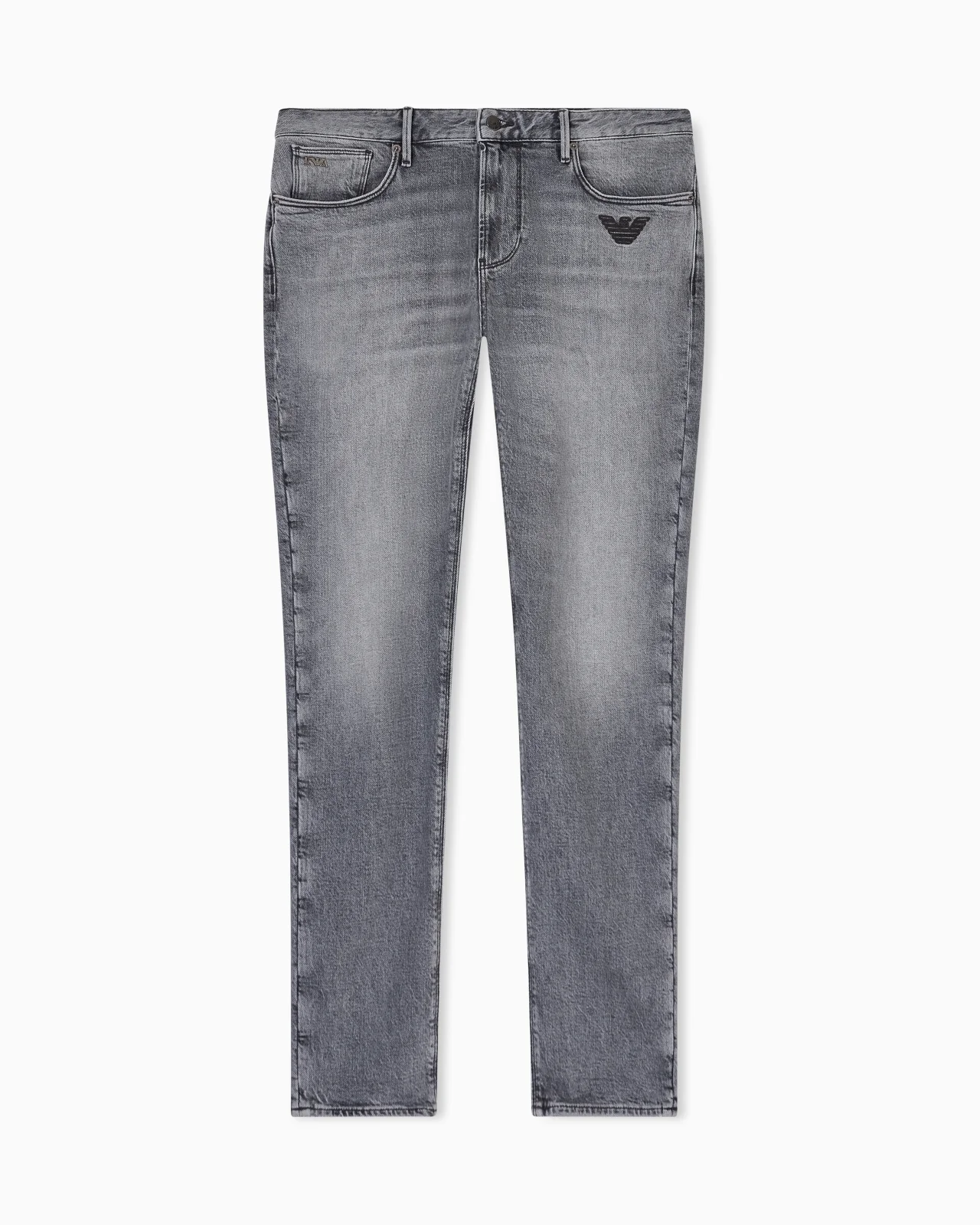 J06 SLIM-FIT WASHED DENIM JEANS WITH EAGLE EMBROIDERY - 1