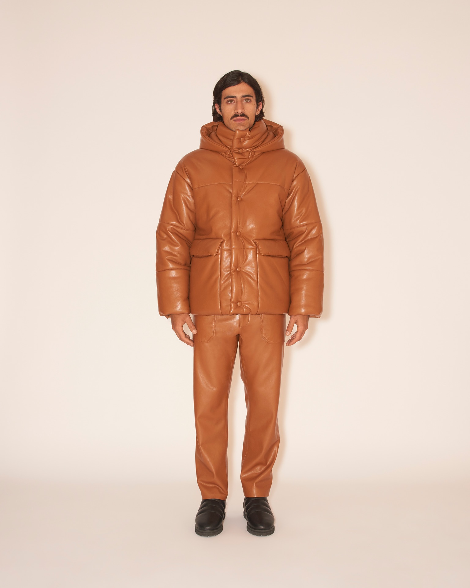 HIDE MENS - OKOBOR™ alt-leather puffer jacket - Tobacco - 3