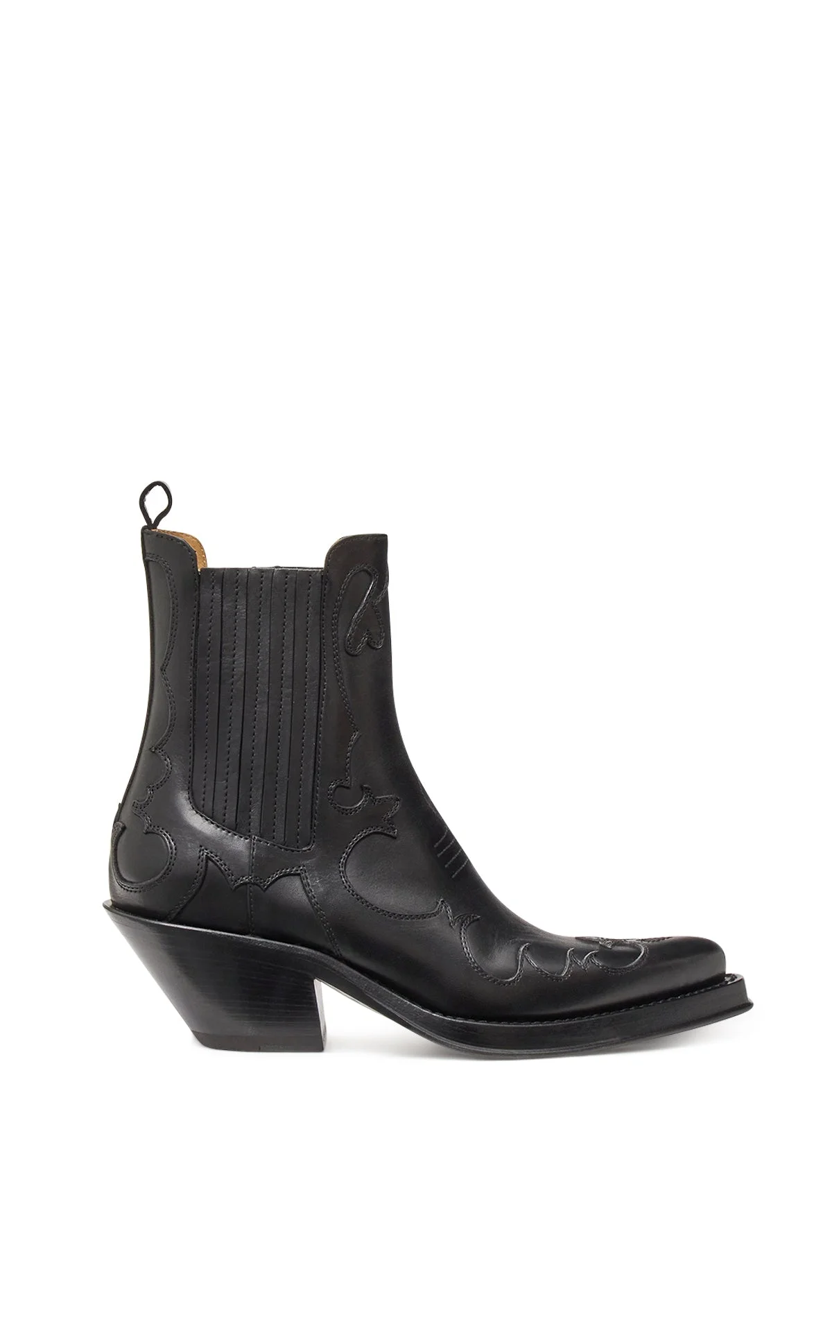 Cassidy Cowboy Ankle Boot in Black Leather - 1