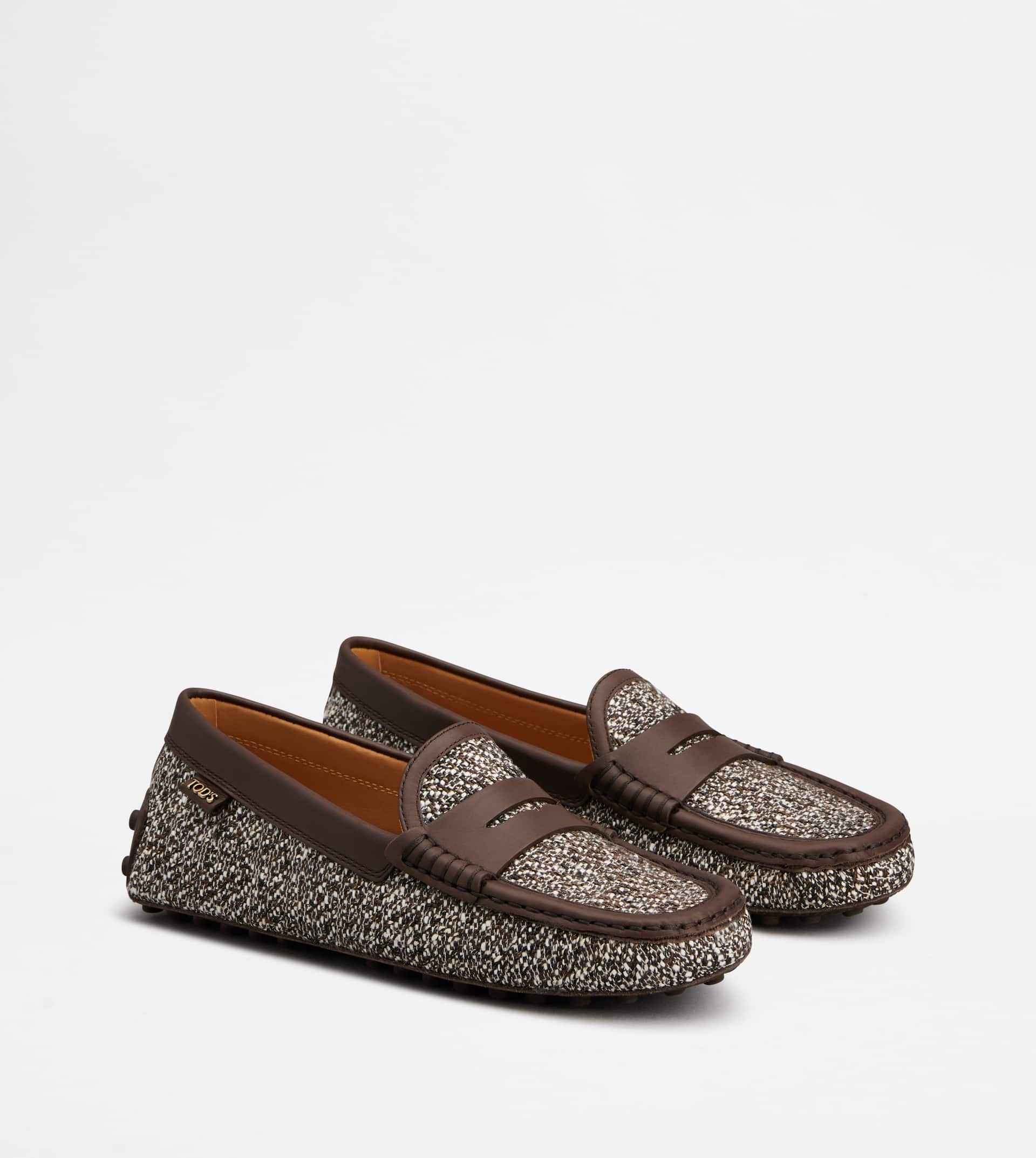 GOMMINO DRIVING SHOES IN FABRIC AND LEATHER - BROWN - 2