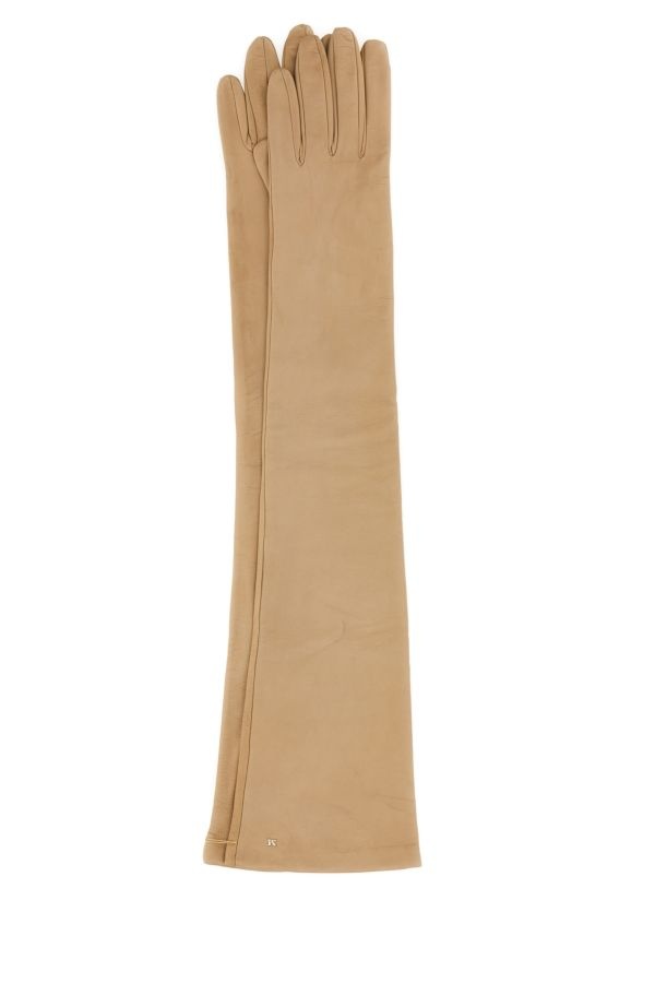 Max Mara Woman Beige Leather Amica Gloves - 1