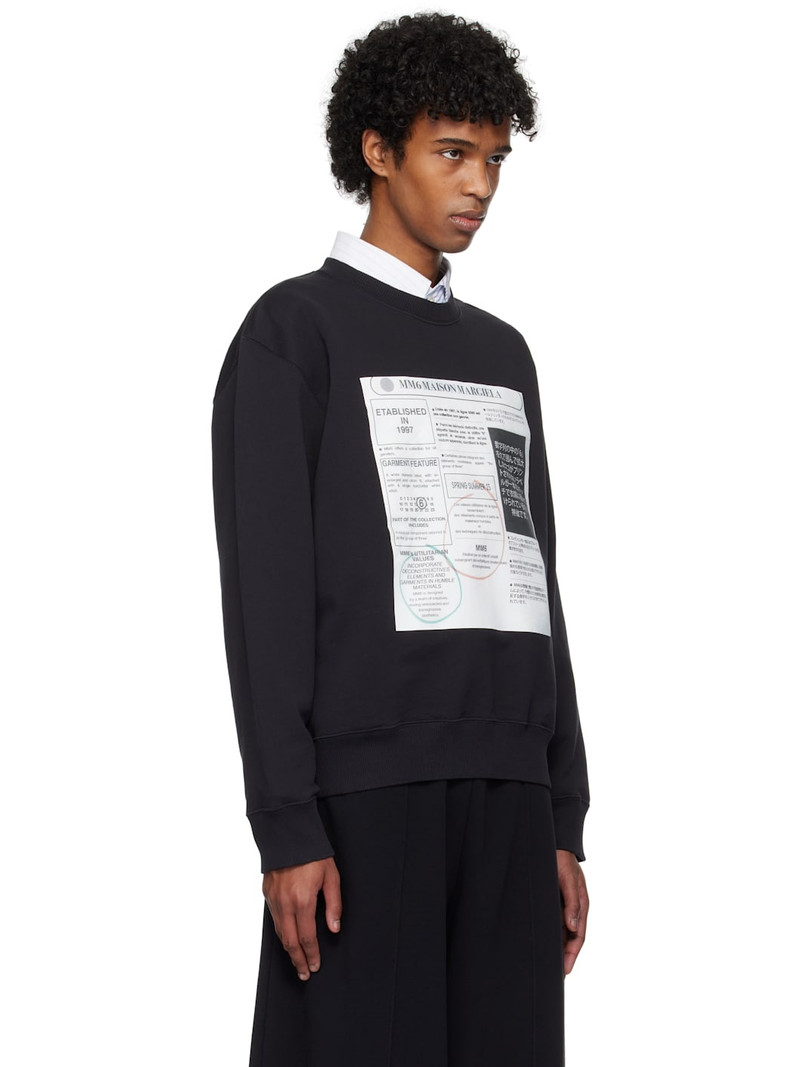 Black Newspaper Print Jersey Sweatshirt 2