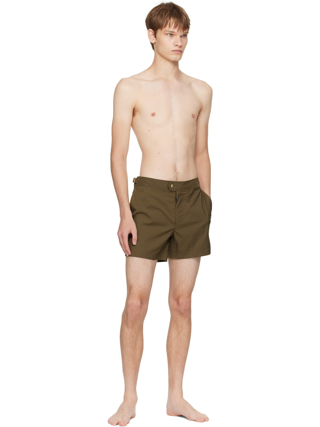 Khaki Nylon Swim Shorts - 4