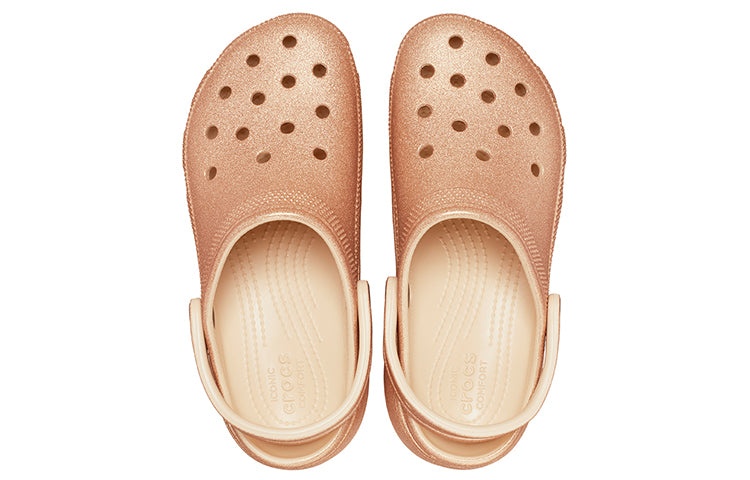 (WMNS) Crocs Classic Glitter Clogs 'Orange' 207241-2DS - 4