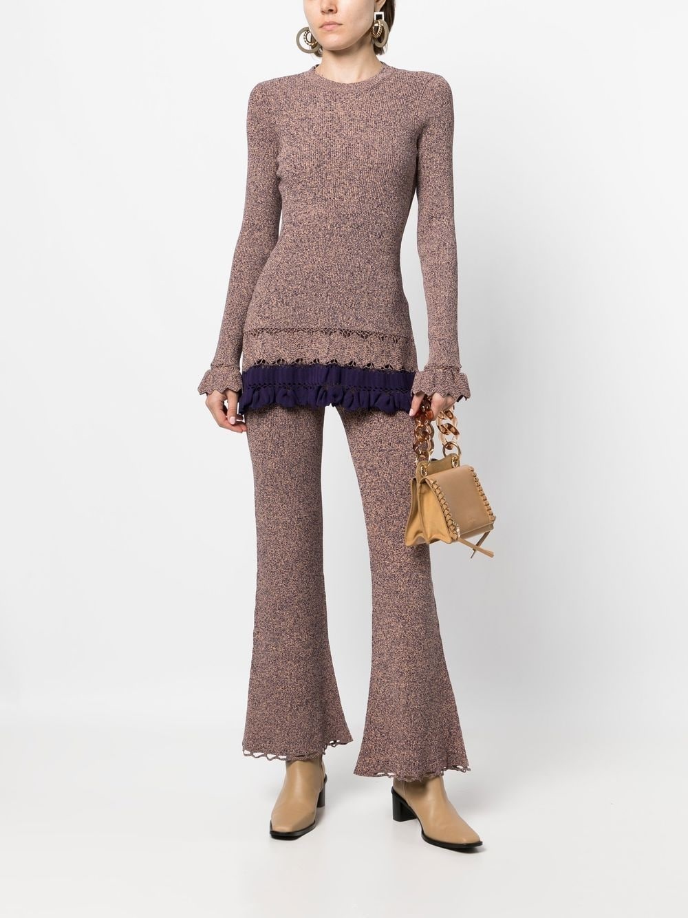 knitted flared trousers - 2