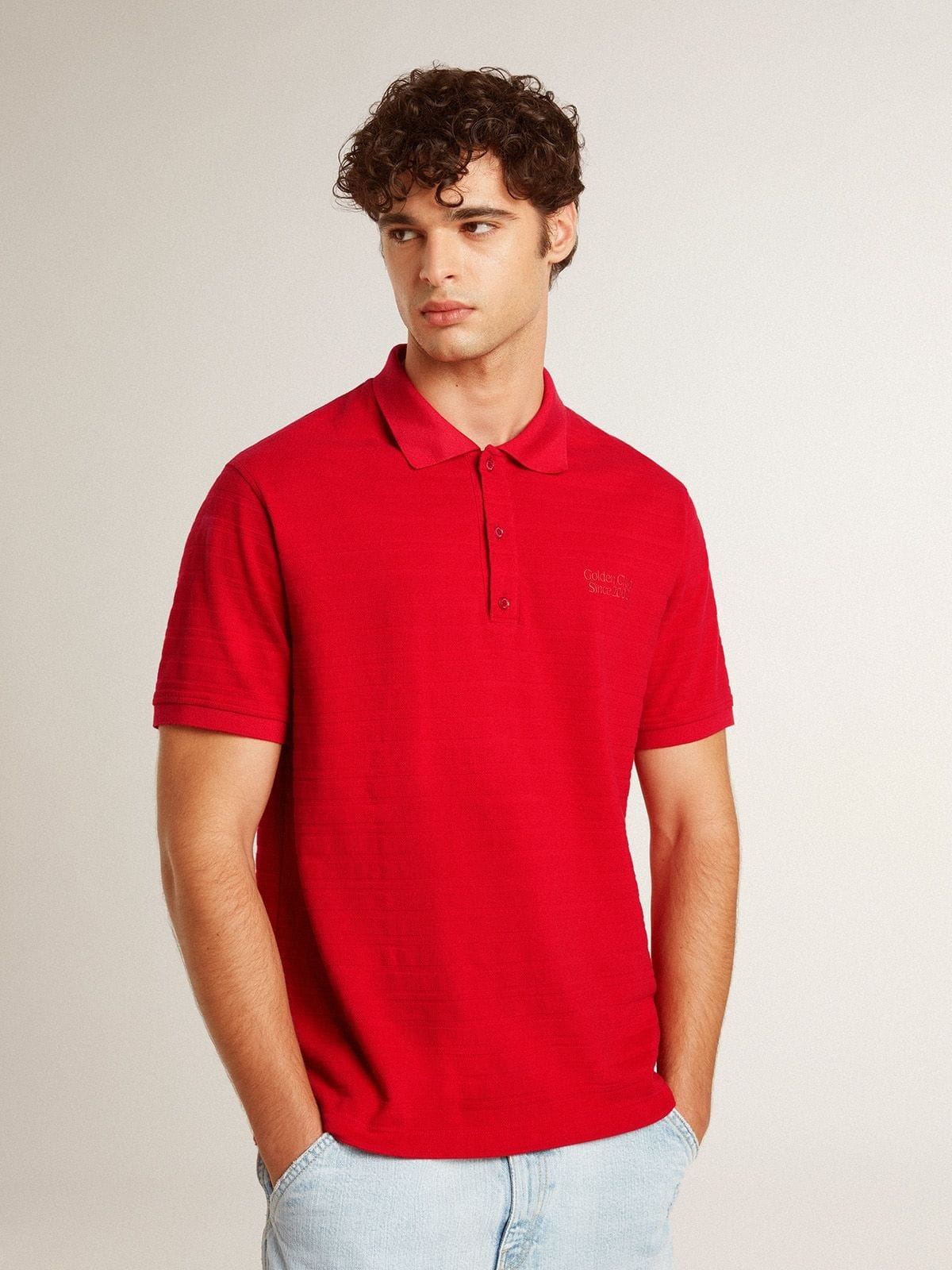 Men's polo shirt in red cotton piquet - 2