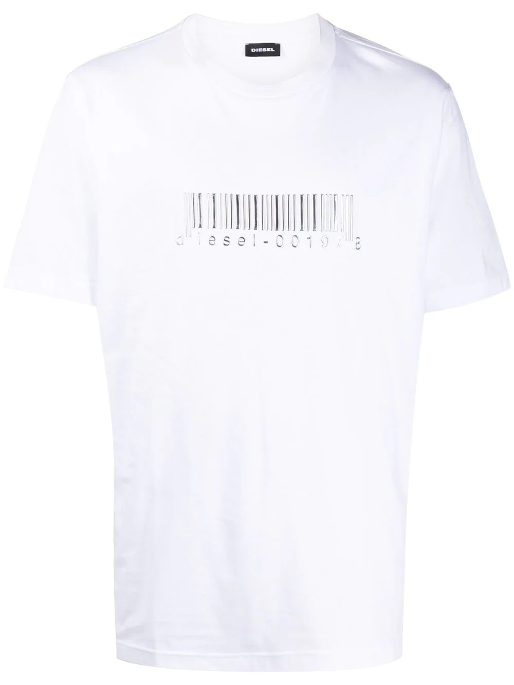 t-shirt with silver barcode print - 1