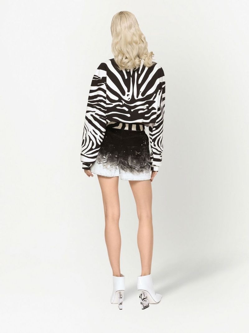 crystal-logo zebra print sweatshirt - 4