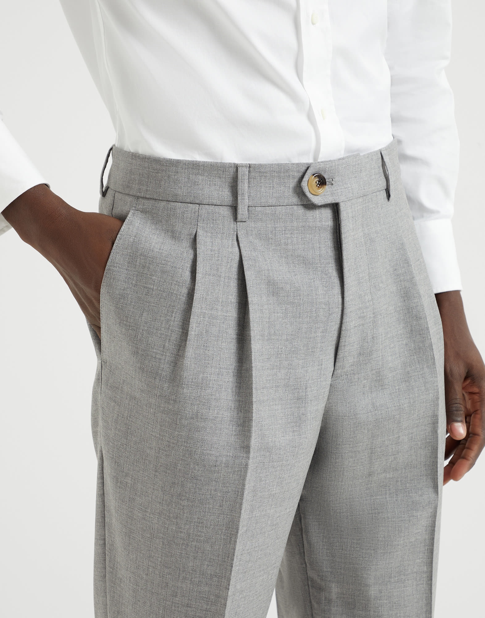 Virgin wool fresco leisure fit trousers with double pleats - 3