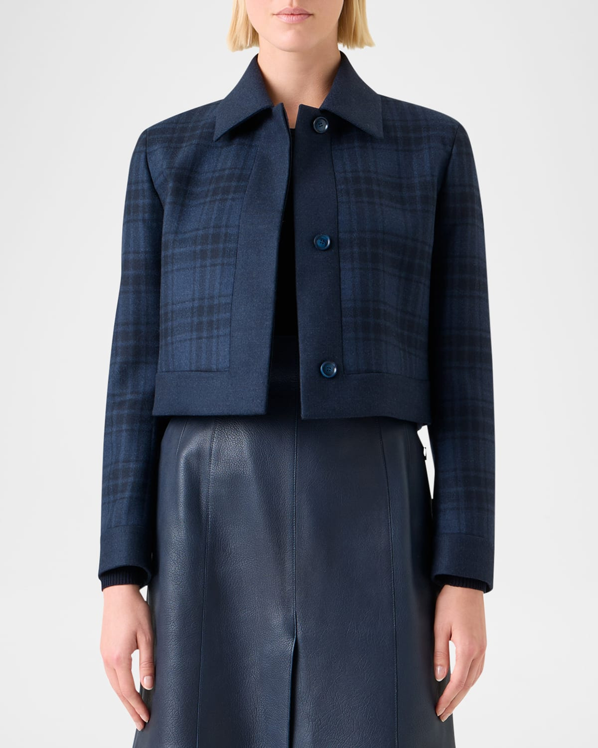 Lewitt Check Wool Double-Face Crop Jacket - 4