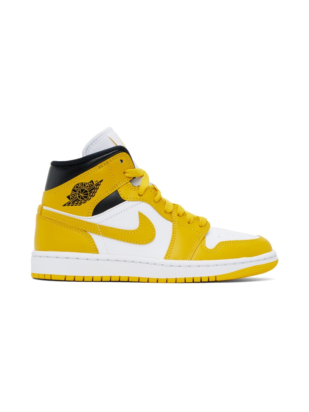 White & Yellow Air Jordan 1 Mid Sneakers - 1