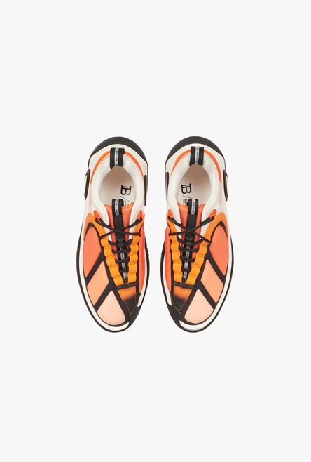 White and orange gummy leather, PVC and neoprene B-Runner sneakers - 4