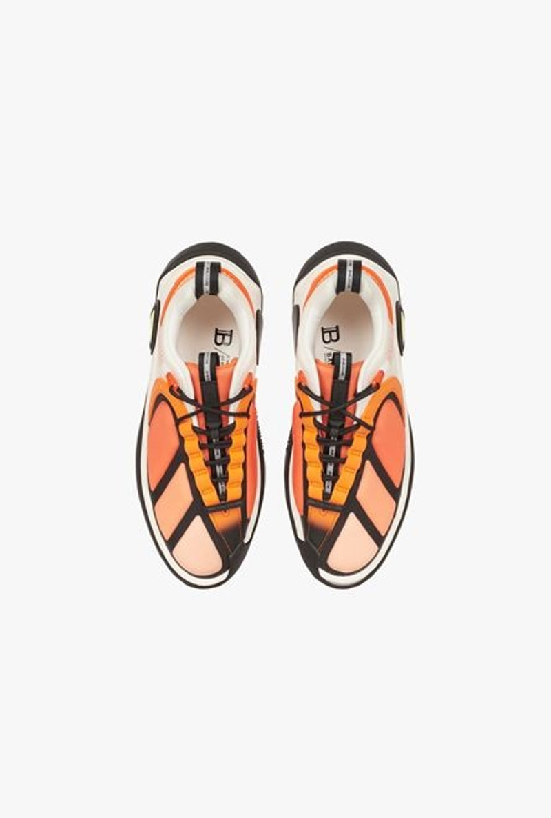 White and orange gummy leather, PVC and neoprene B-Runner sneakers 4