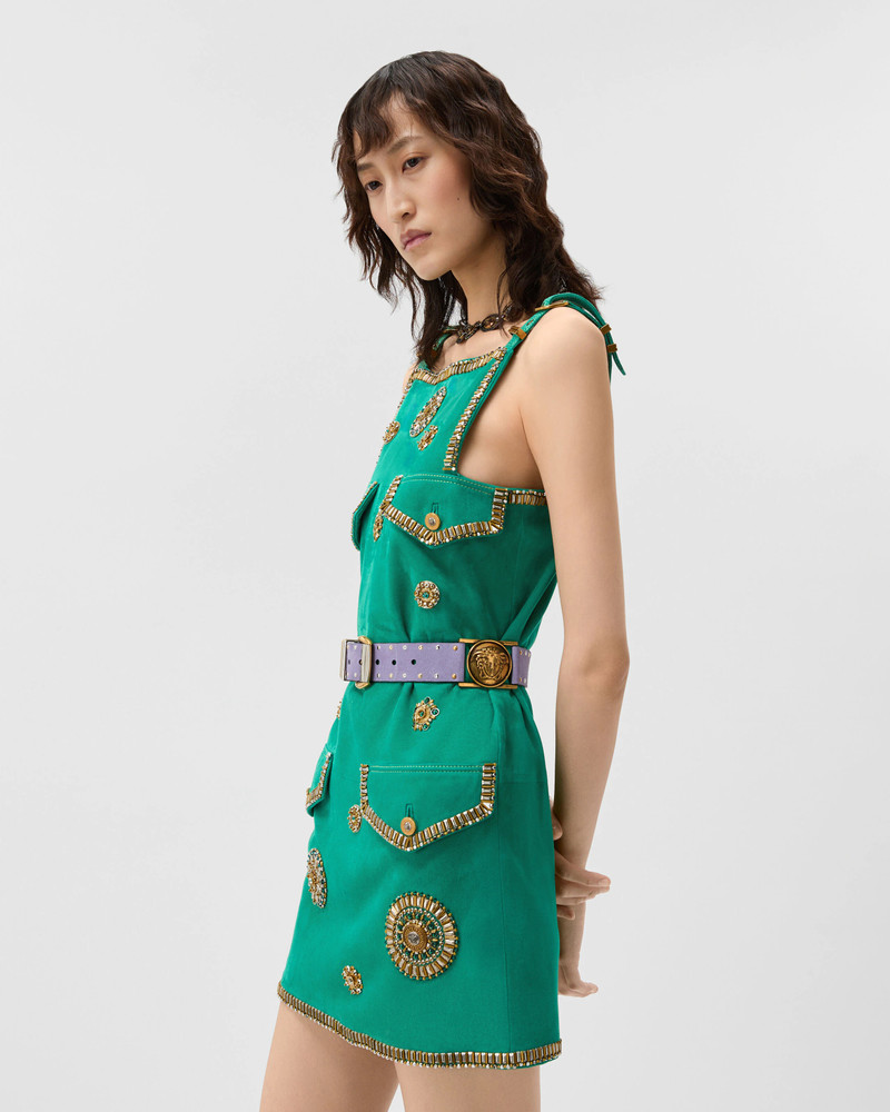 Embroidered Suede Mini Dress 4