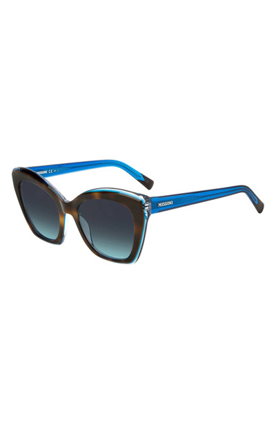 Missoni 54mm Cat Eye Sunglasses in Havana Teal/Grey Shaded Blue outlook