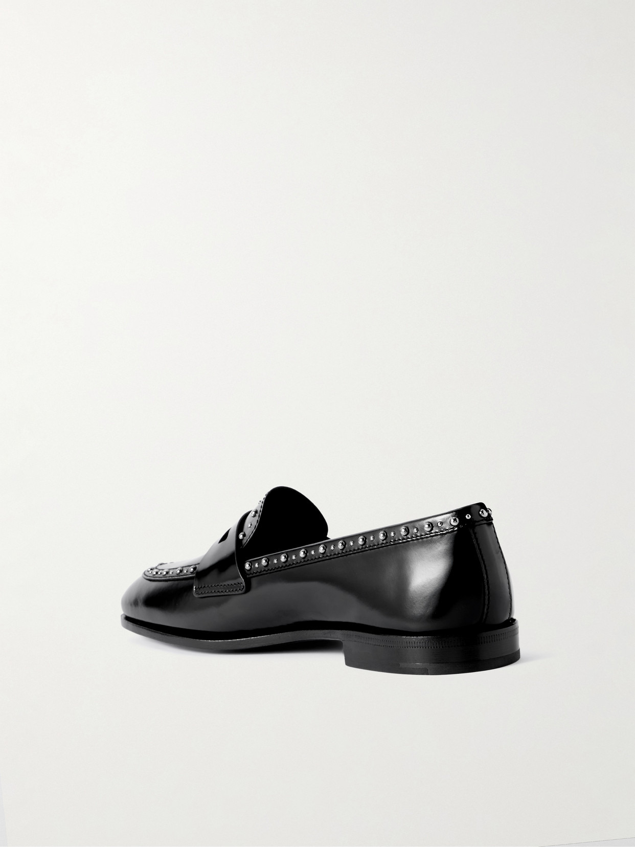 Onyx Studded Leather Loafers - 3