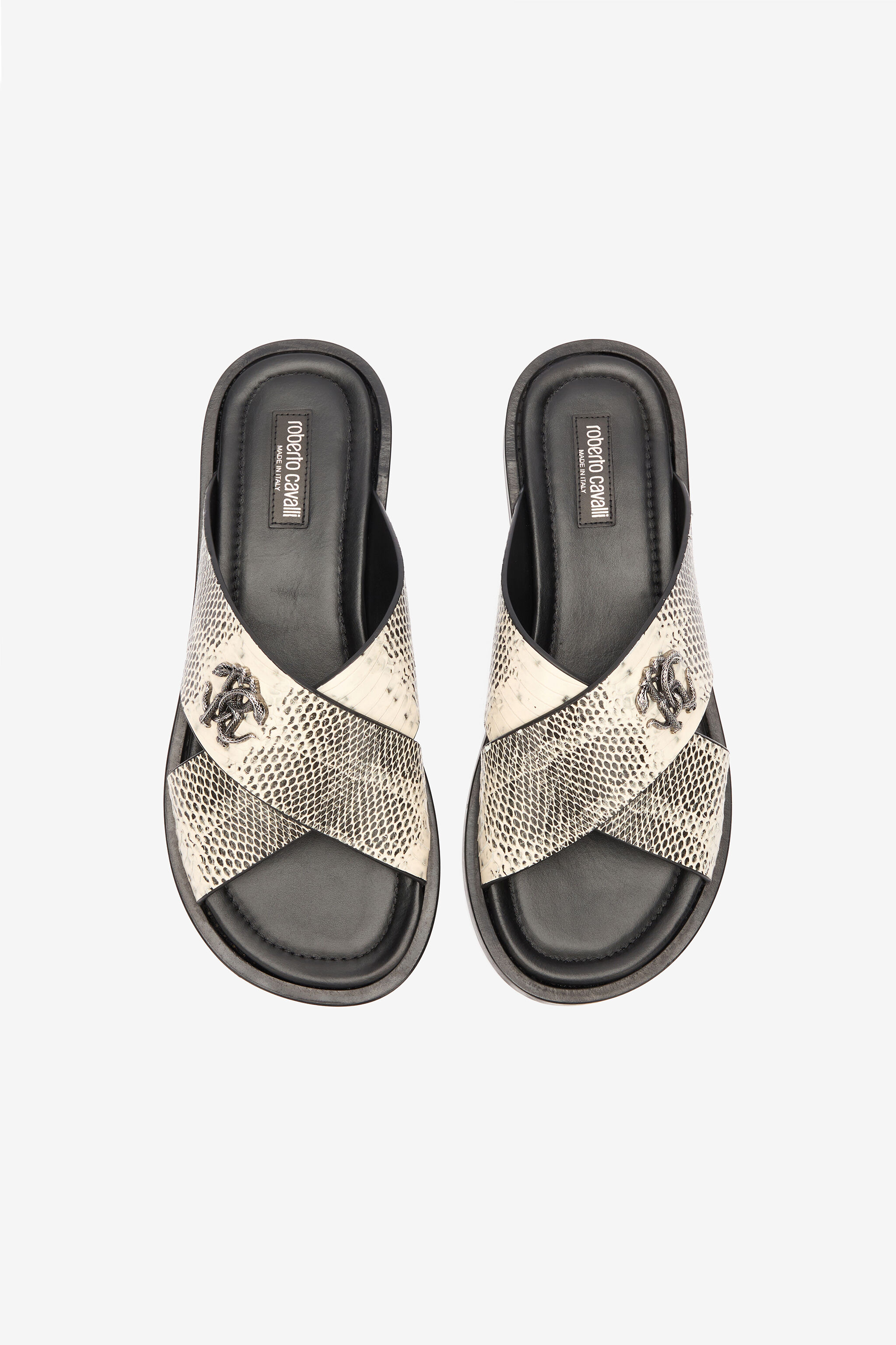 Slides With Cobra Print And Mirror Snake Monogram - 6