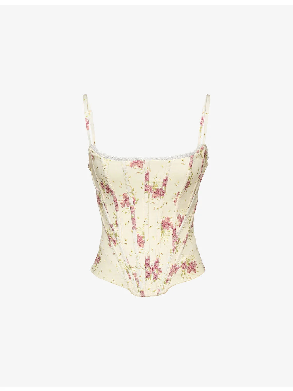 Cadie Graphic-Print Satin Corset Top - 1