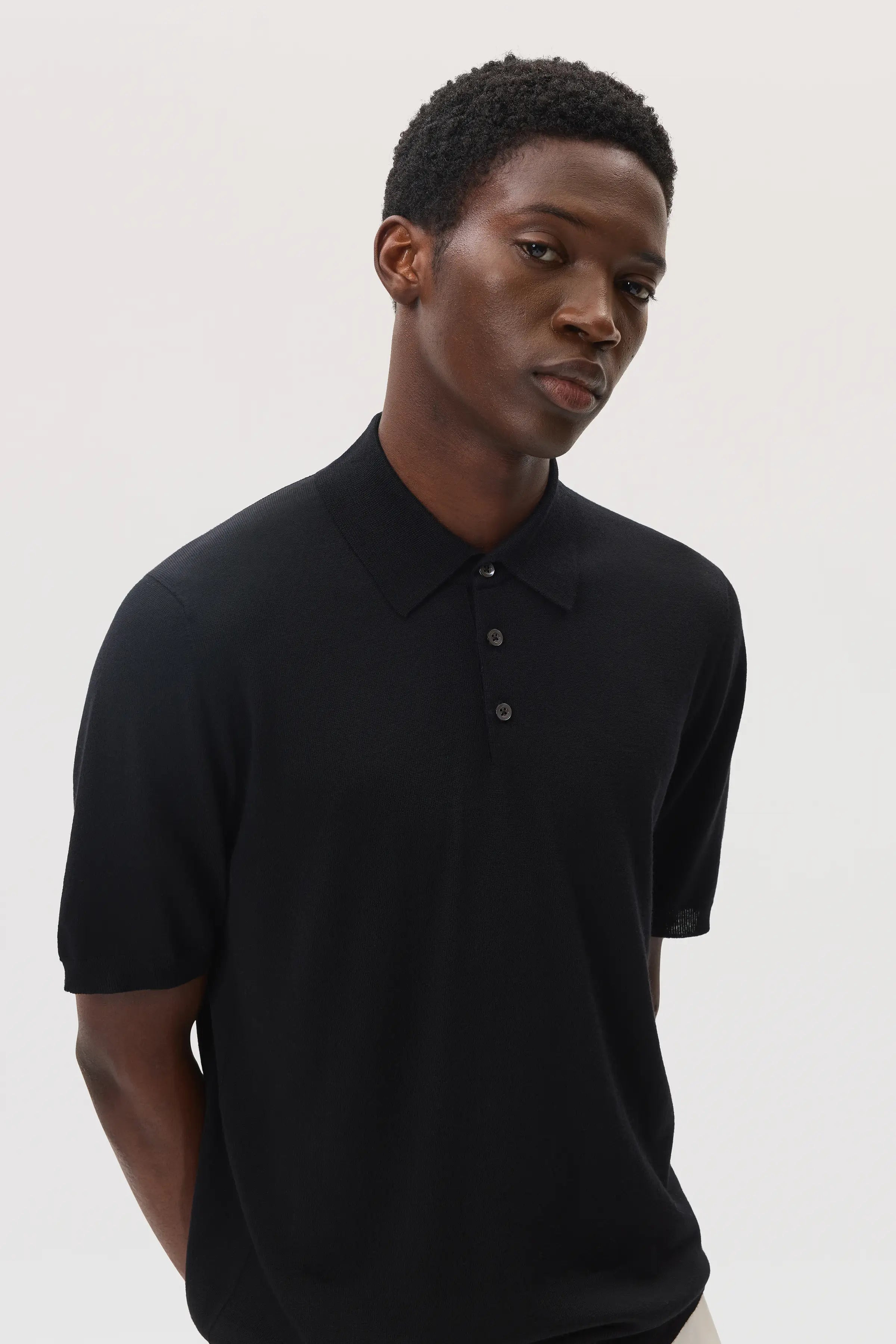 Superfine Merino Black Polo Shirt - 3