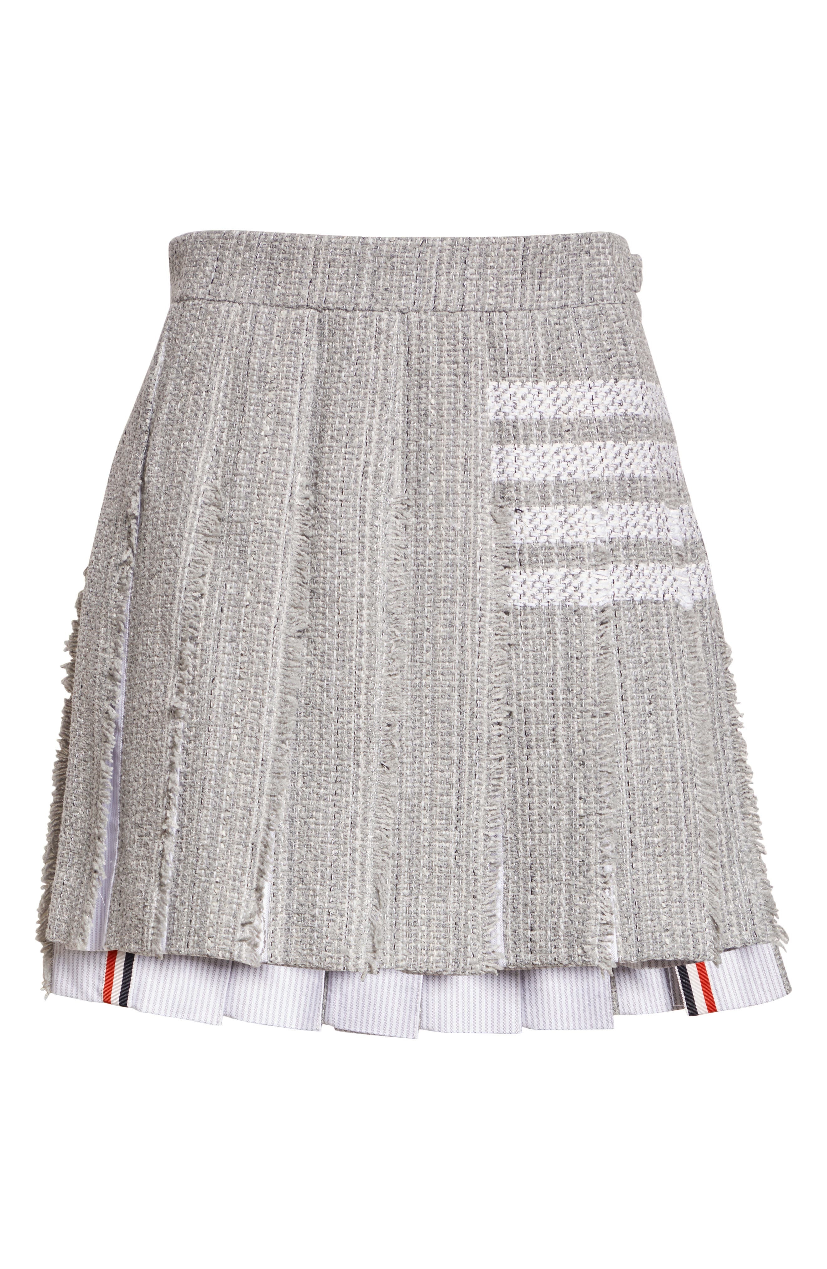 Thom Browne 4-Bar Pleated Tweed Miniskirt in Medium Grey at Nordstrom - 6
