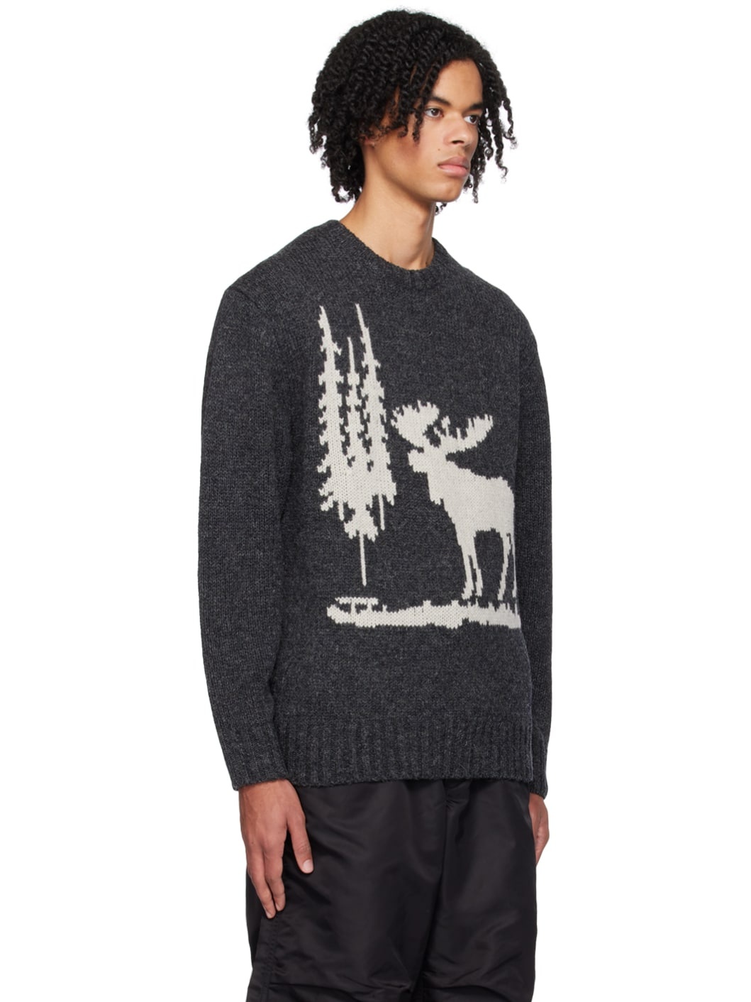 Gray Intarsia Sweater - 2