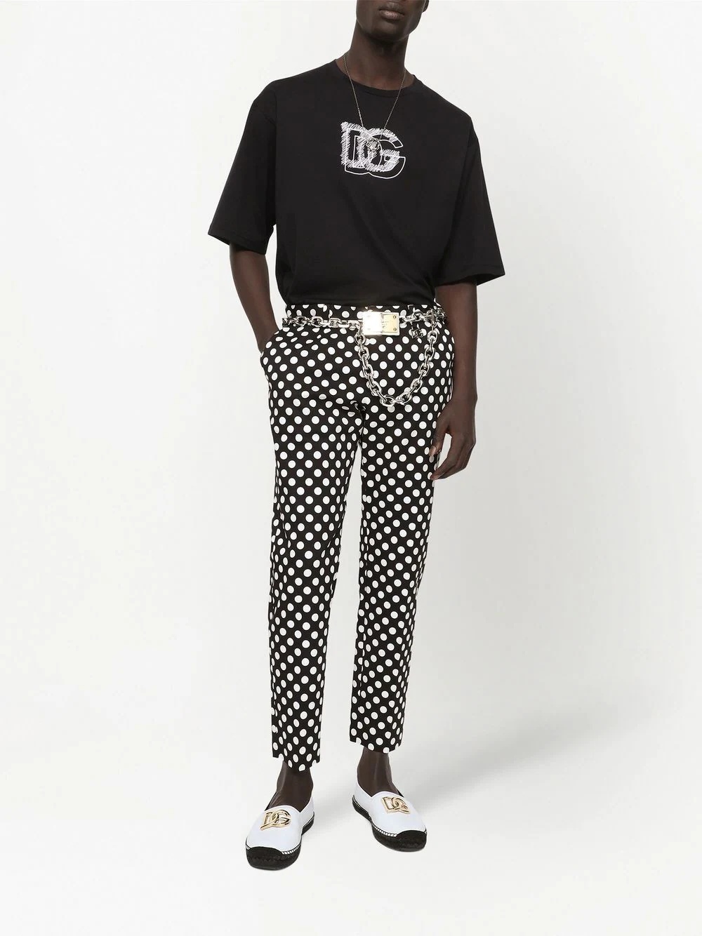 polka dot-print tailored trousers - 3