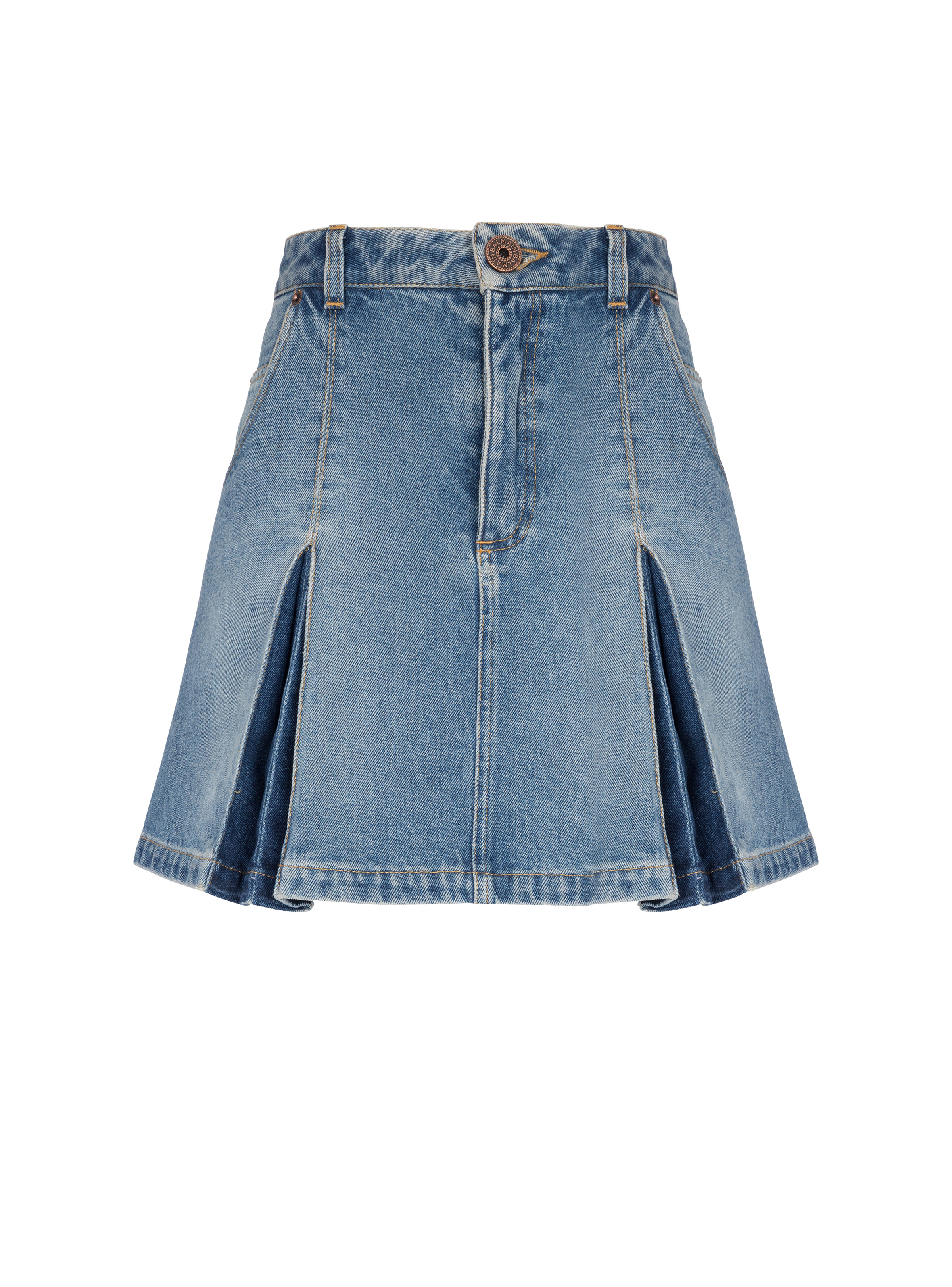 Pleated denim skirt - 1