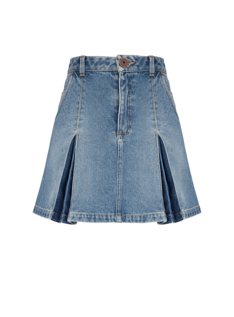 Pleated denim skirt - 1