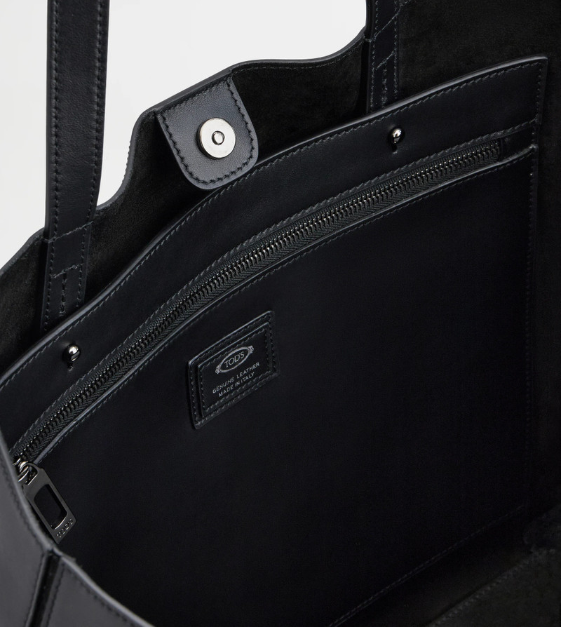 T TIMELESS SHOPPING BAG IN LEATHER MEDIUM - BLACK 5