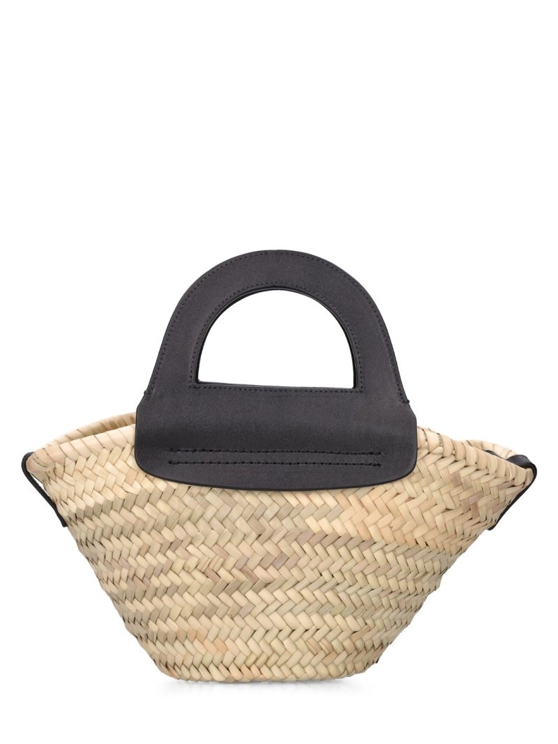 Mini Cabas leather & raffia tote bag - 1