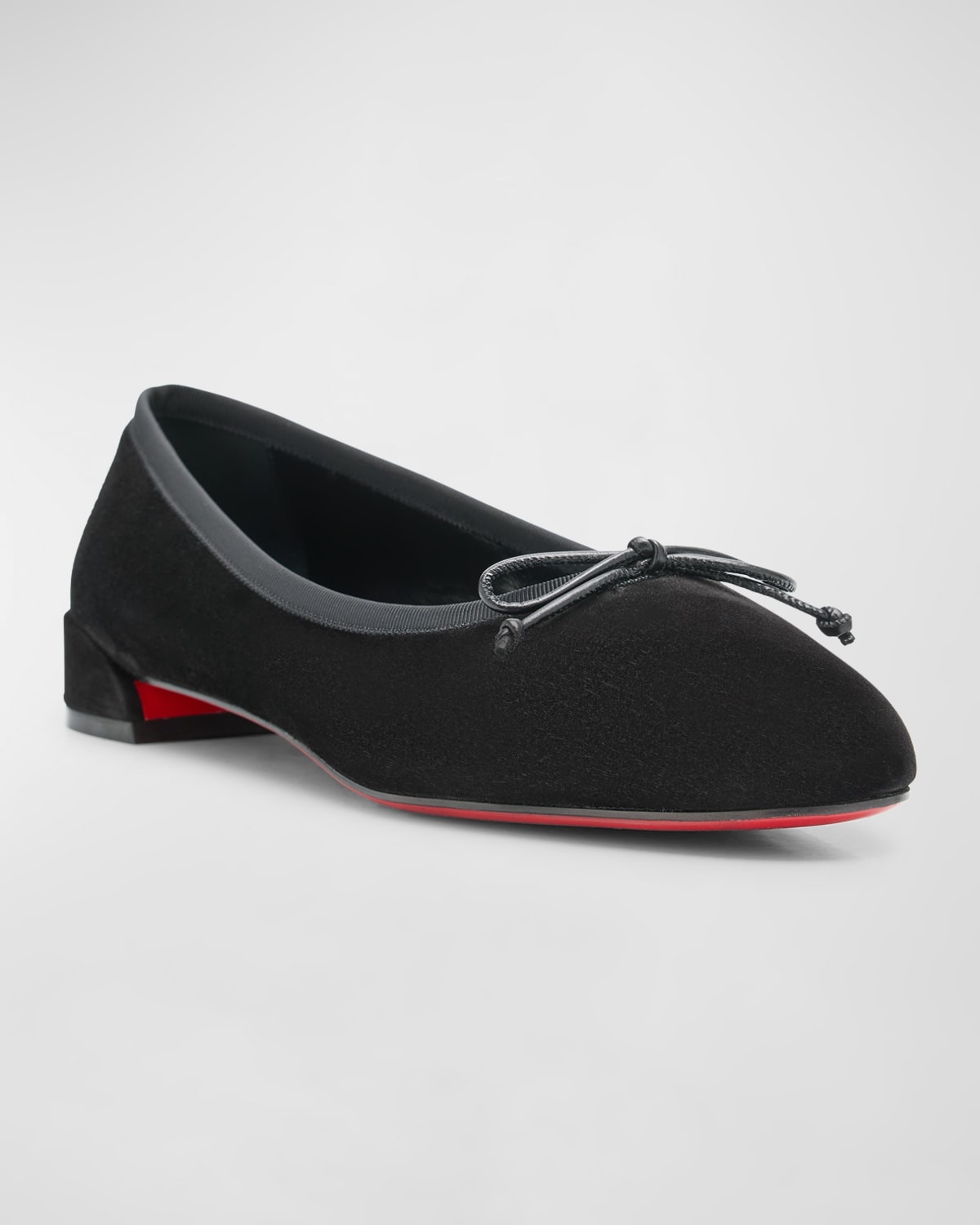 Sweetie Suede Bow Red Sole Ballerina Flats - 2