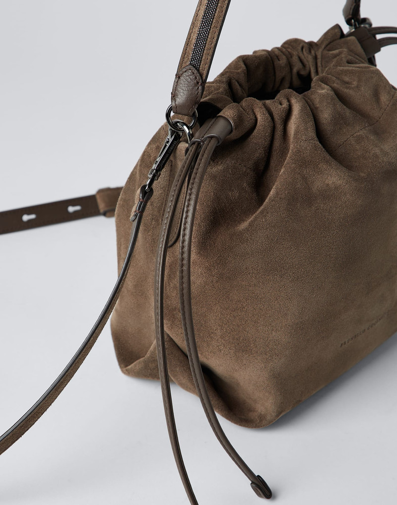 Suede bucket bag with Precious handle 3