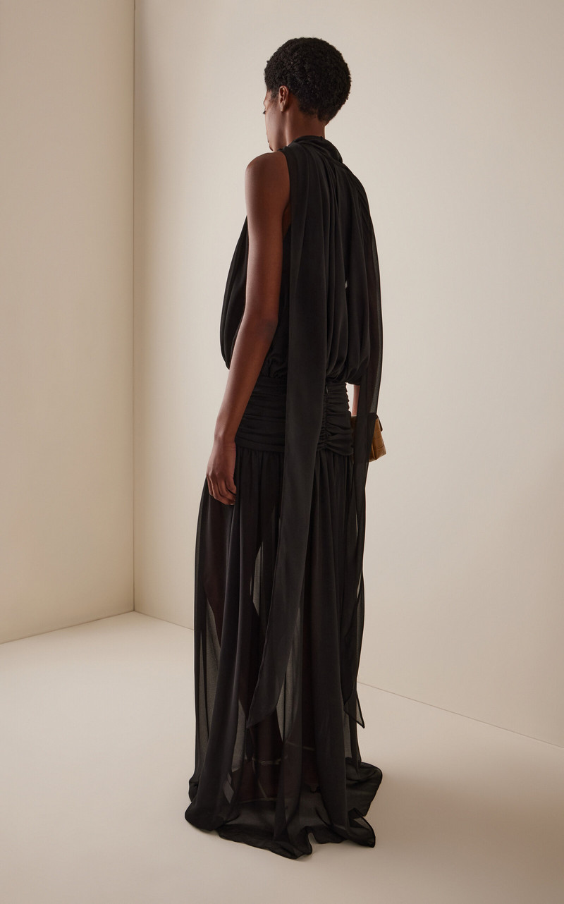 Cruz Crepe Tie-Neck Maxi Dress black 4