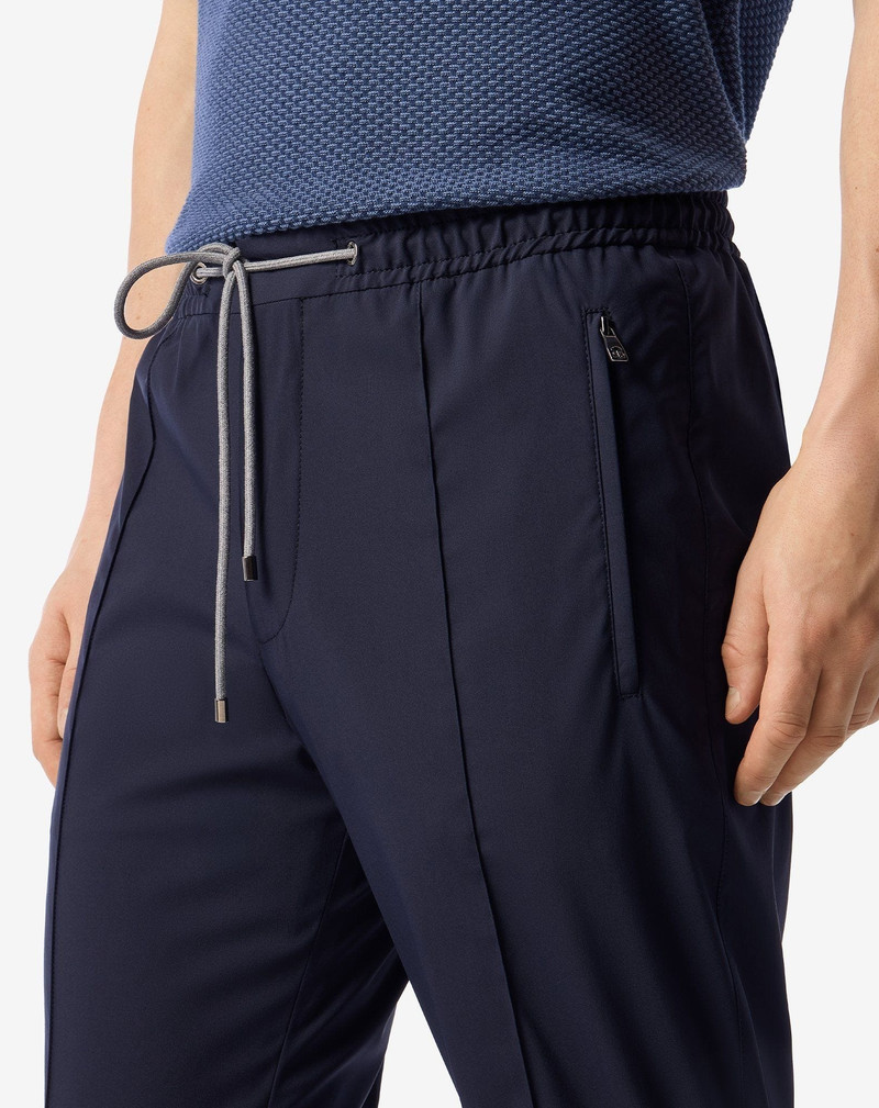 Navy blue technical wool fabric joggers 5