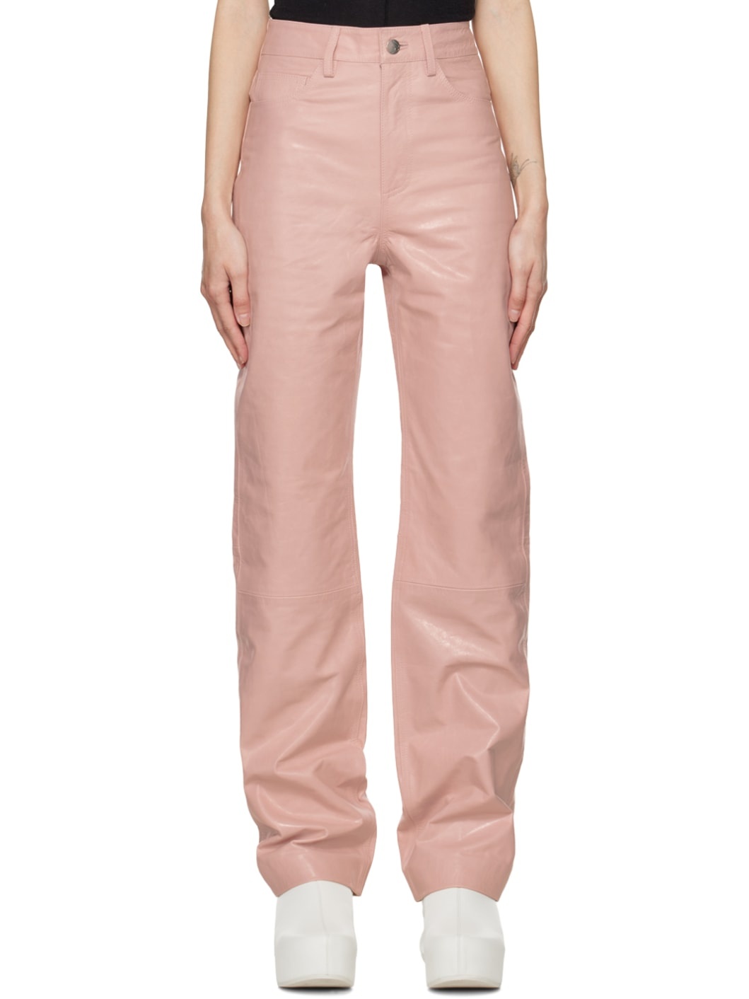 Pink Lynn Leather Trousers - 1