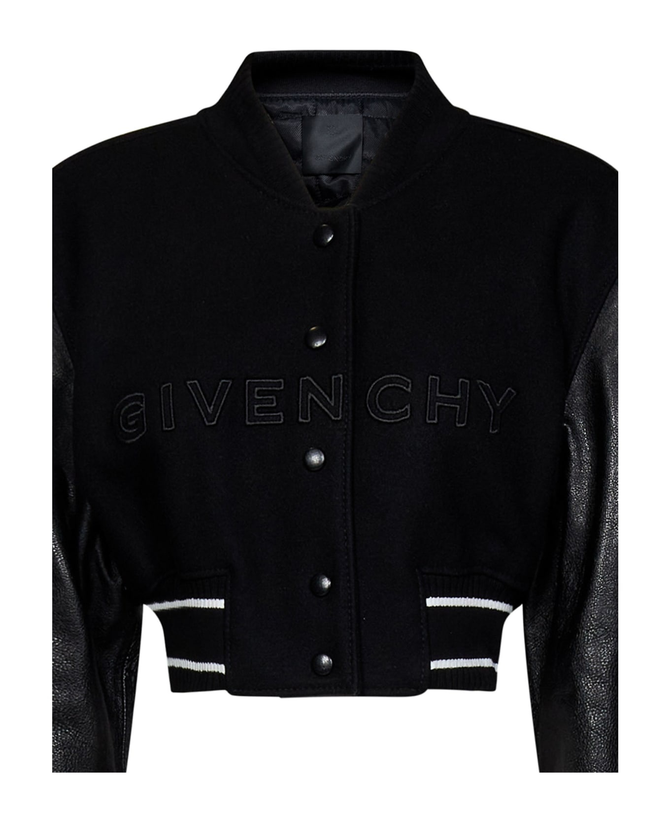 Black Givenchy 4g Short Bomber In Wool And Leather - 4