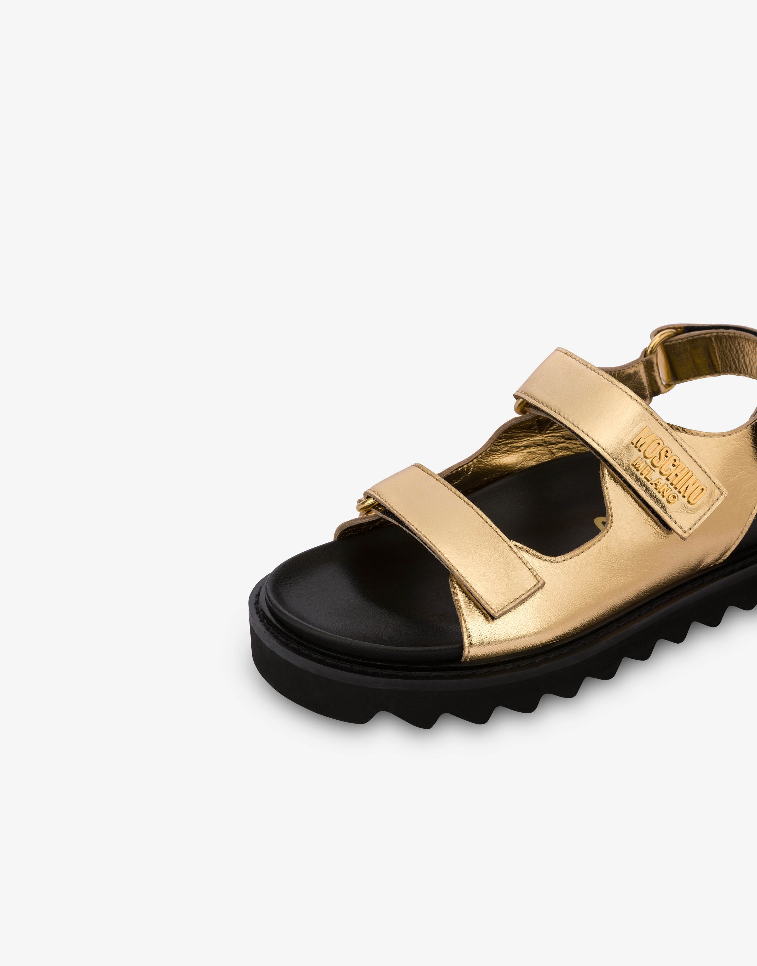 METAL LOGO FOILED PLATFORM SANDALS - 4