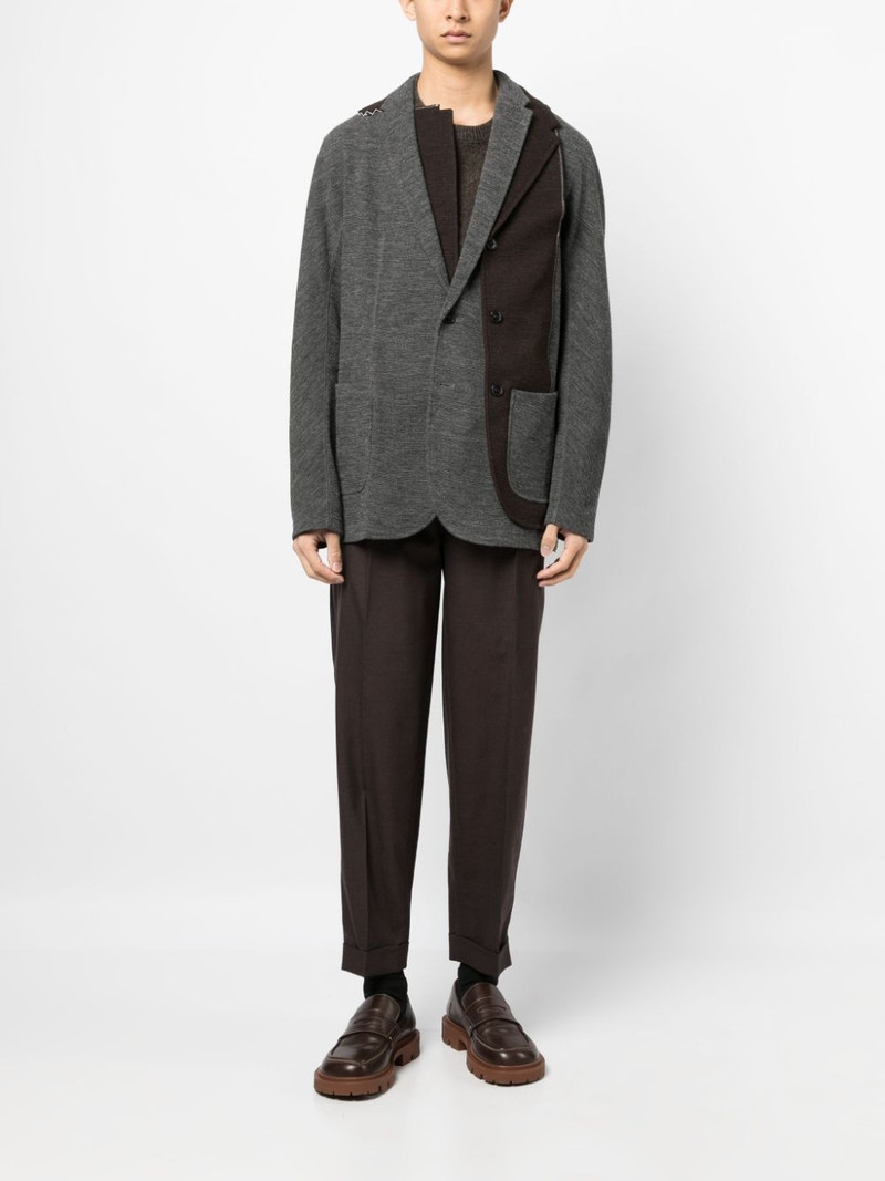 Kolor patchwork-design wool blazer outlook