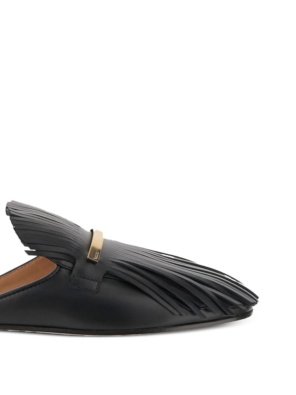 fringed leather mules - 5