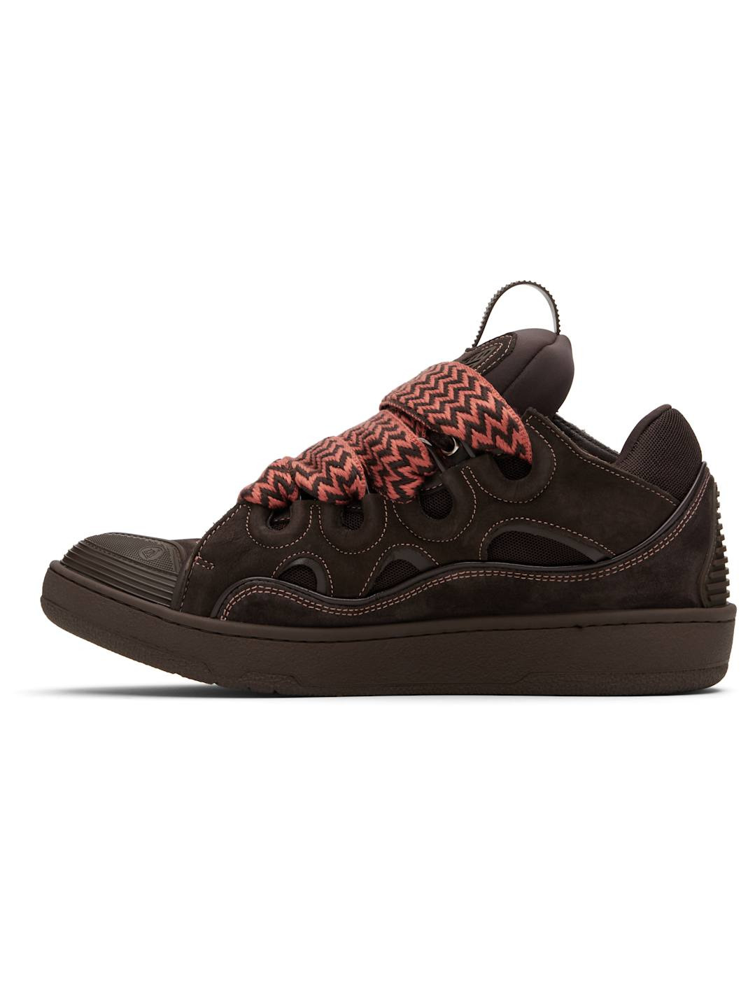 Brown Curb Leather Sneakers - 3