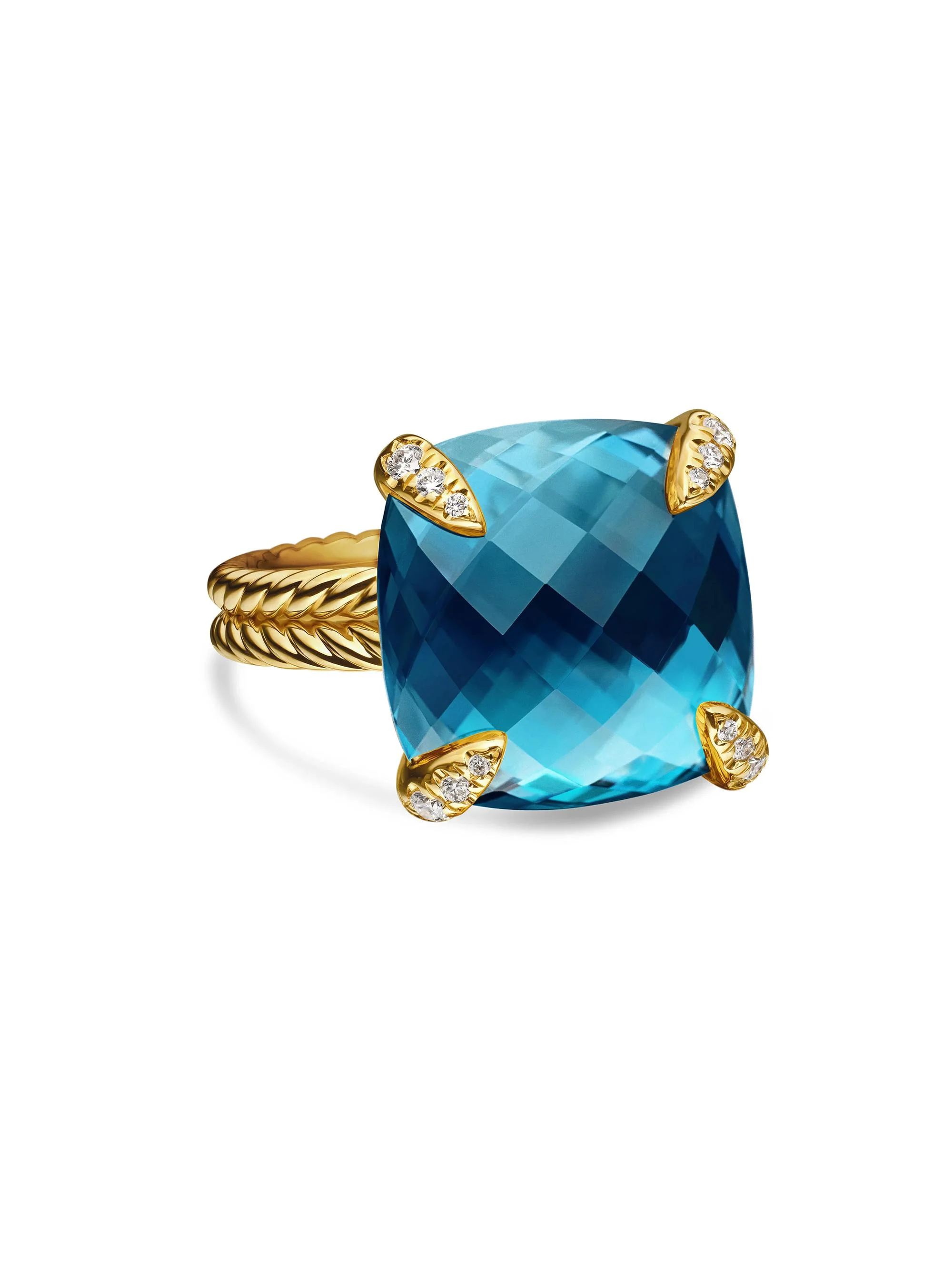 Women's Chatelaine Ring in 18K Yellow Gold - Hampton Blue Topaz - 1