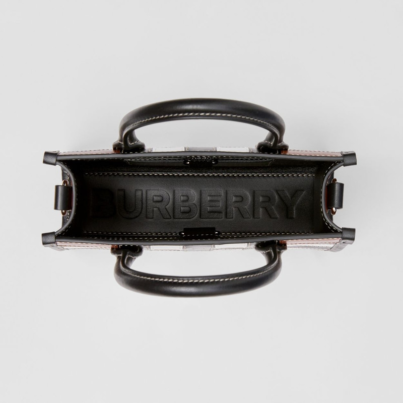 Check Intarsia Leather Mini Tote 6