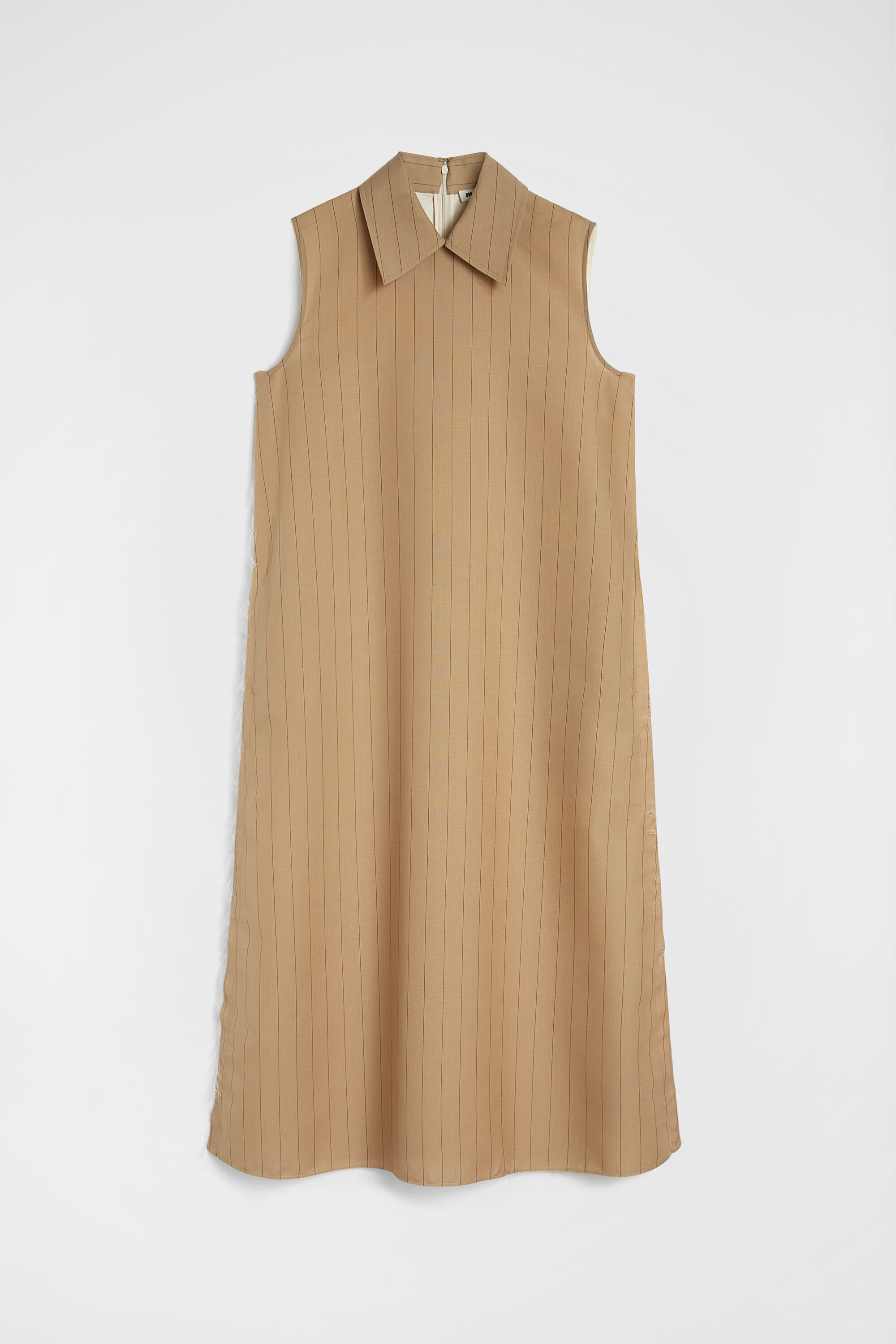 Wool Blend Pinstripe Shirt Dress - 1