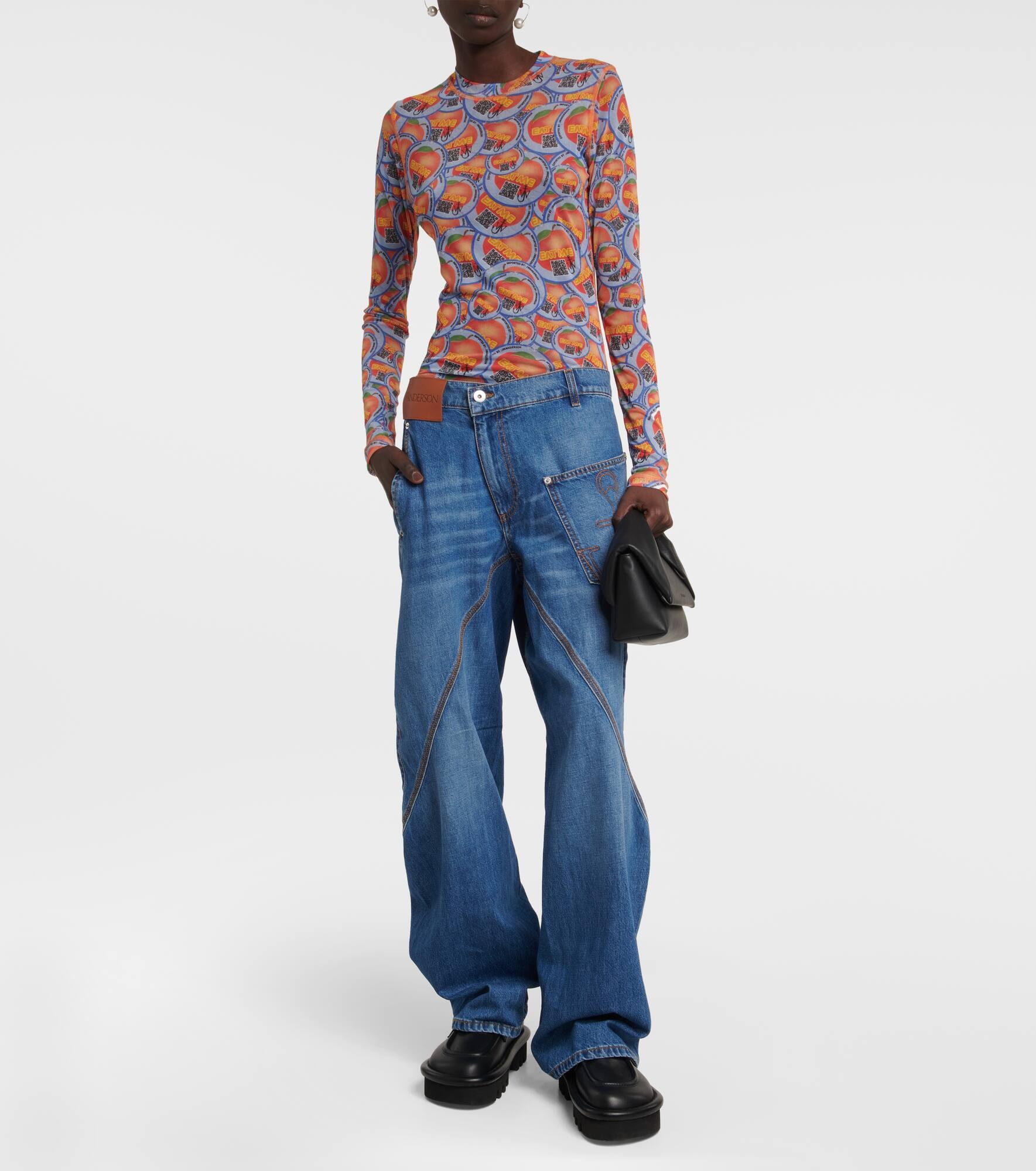 Twisted embroidered wide-leg jeans - 2
